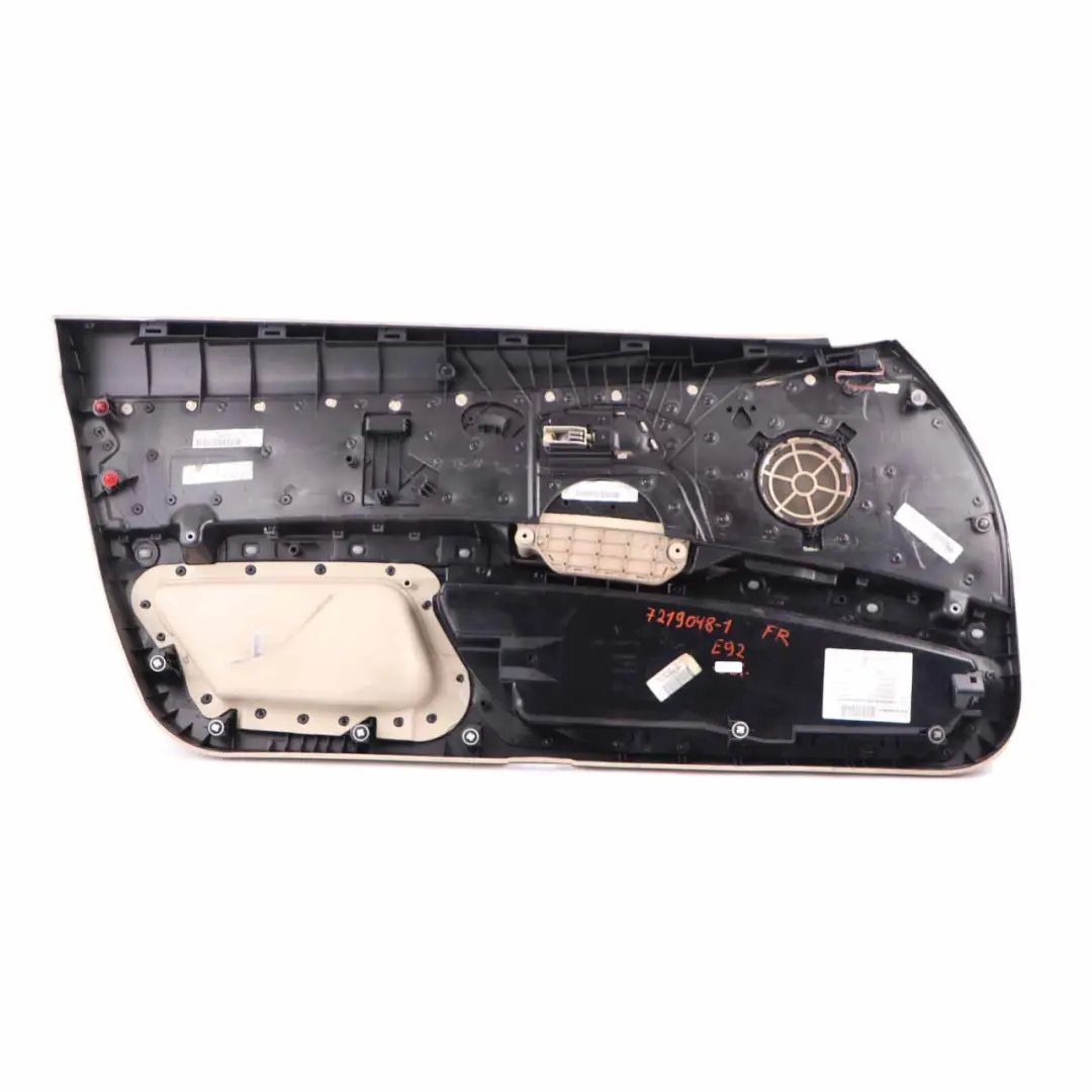 Front Right O/S Door Card Lining Leather Cream Beige to BMW E92 E93 with Part number 7219048 BMW E92 E93 Front Right O/S Door Card Lining Leather Cream Beige - SKU rhd-7219048-1 - Part number 7219048
