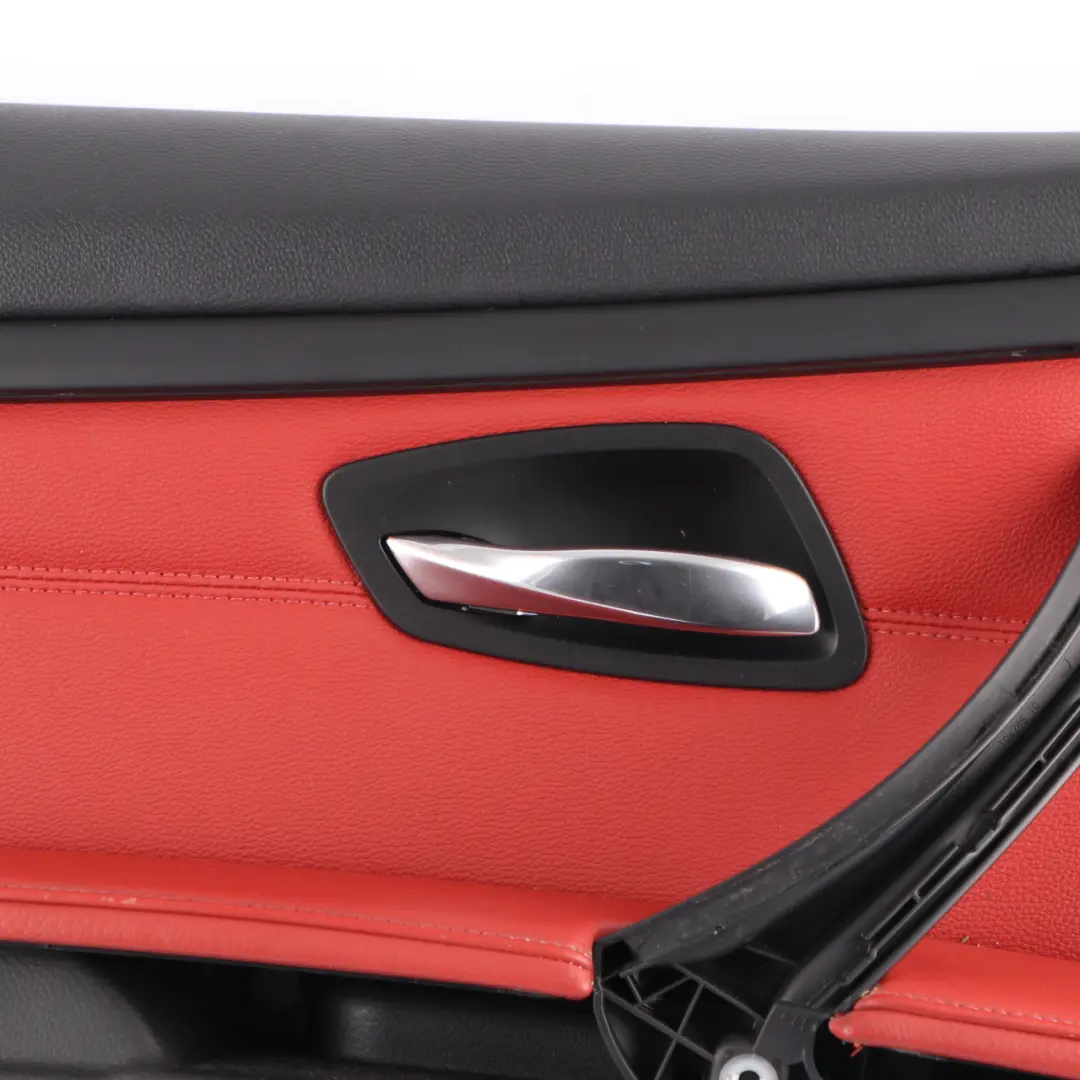Door Card Front Left N/S Cover Trim Panel Lining Red Leather to BMW E92 E93 with Part number 7219051 BMW E92 E93 Door Card Front Left N/S Cover Trim Panel Lining Red Leather - SKU rhd-7219051-1 - Part number 7219051