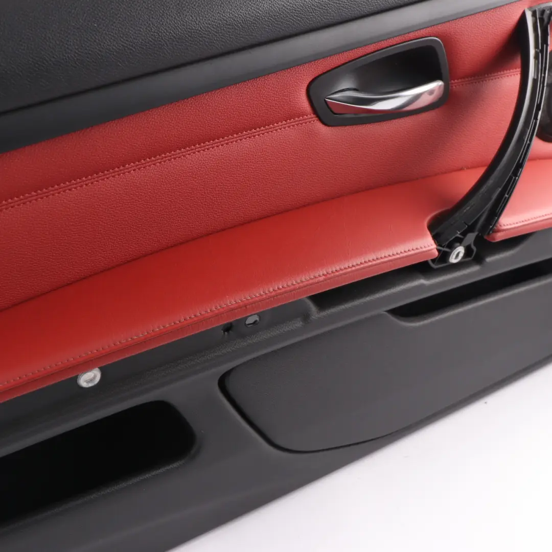 Door Card Front Left N/S Cover Trim Panel Lining Red Leather to BMW E92 E93 with Part number 7219051 BMW E92 E93 Door Card Front Left N/S Cover Trim Panel Lining Red Leather - SKU rhd-7219051-1 - Part number 7219051