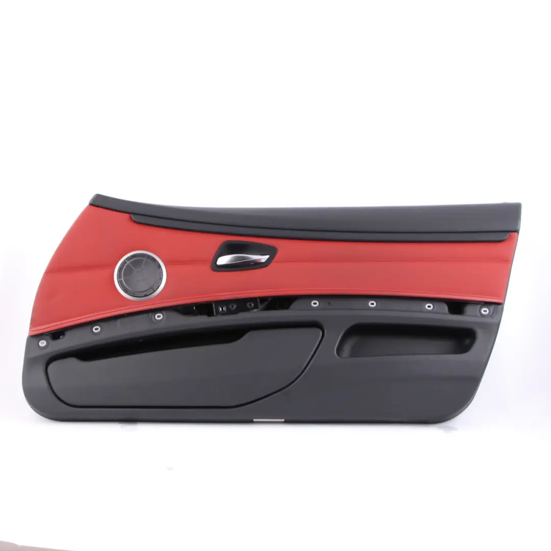 Door Card Front Right O/S Cover Trim Panel Lining Red Leather to BMW E92 E93 with Part number 7219052 BMW E92 E93 Door Card Front Right O/S Cover Trim Panel Lining Red Leather - SKU rhd-7219052-1 - Part number 7219052