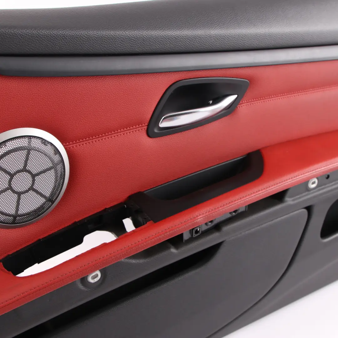 Door Card Front Right O/S Cover Trim Panel Lining Red Leather to BMW E92 E93 with Part number 7219052 BMW E92 E93 Door Card Front Right O/S Cover Trim Panel Lining Red Leather - SKU rhd-7219052-1 - Part number 7219052