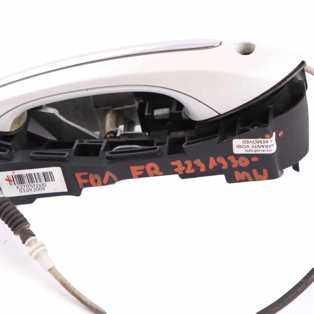 Door Handle Outside Front Right O/S Mineralweiss Mineral White A96 to BMW F10 F01 with Part number 7231930 BMW F10 F01 Door Handle Outside Front Right O/S Mineralweiss Mineral White A96 - SKU rhd-7231930-MW - Part number 7231930