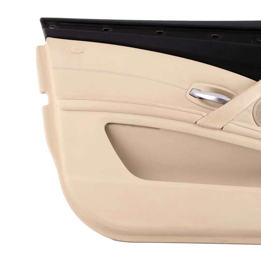 Front Left N/S Door Card Trim Panel Leather Cream Beige to BMW 5 E60 E61 LCI with Part number 7233425 BMW 5 E60 E61 LCI Front Left N/S Door Card Trim Panel Leather Cream Beige - SKU rhd-7233425 - Part number 7233425