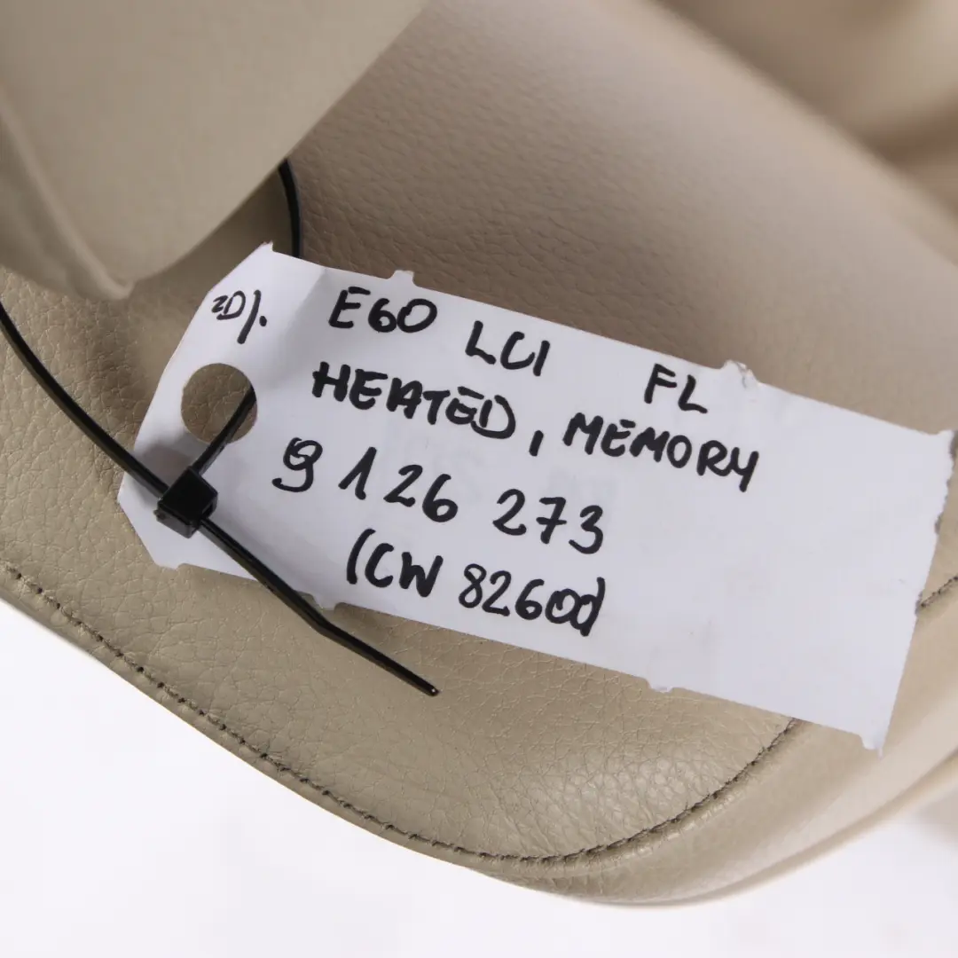 Cream Beige Leather Front Left N/S Seat Memory Heated Lumbar to BMW E60 E61 LCI with Part number 7249323 BMW E60 E61 LCI Cream Beige Leather Front Left N/S Seat Memory Heated Lumbar - SKU rhd-7249323-1 - Part number 7249323