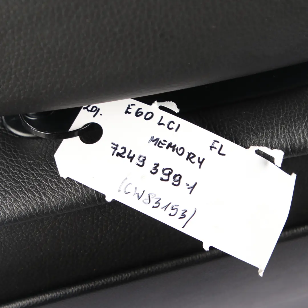 Front Seat BMW E60 E61 Comfort Black Leather Dakota Left N/S with Memory to with Part number 7249399 Front Seat BMW E60 E61 Comfort Black Leather Dakota Left N/S with Memory - SKU rhd-7249399-1 - Part number 7249399