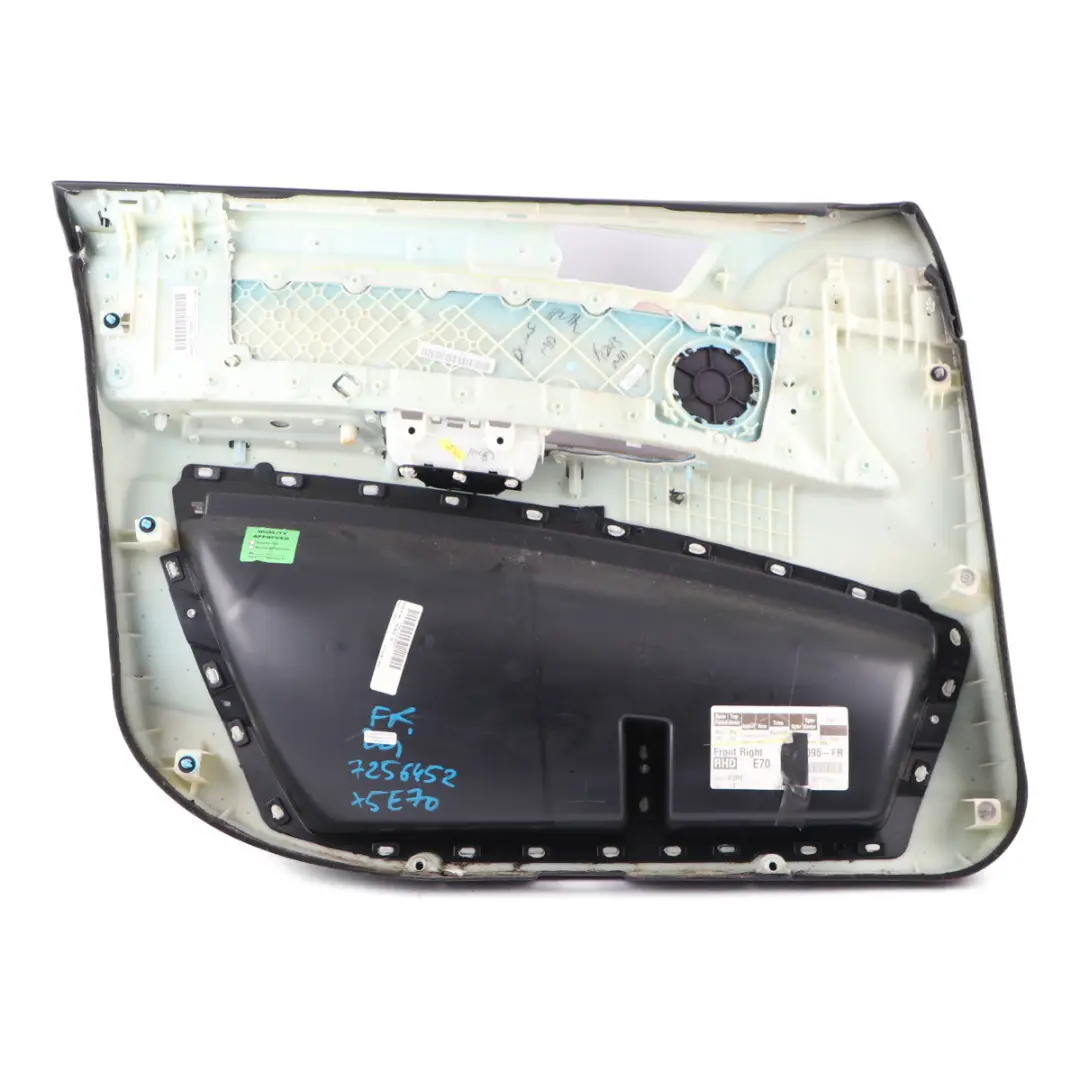 Door Card Front Right O/S Trim Lining Cover Leather Nevada Oyster to BMW X5 E70 LCI with Part number 7256452 BMW X5 E70 LCI Door Card Front Right O/S Trim Lining Cover Leather Nevada Oyster - SKU rhd-7256452 - Part number 7256452