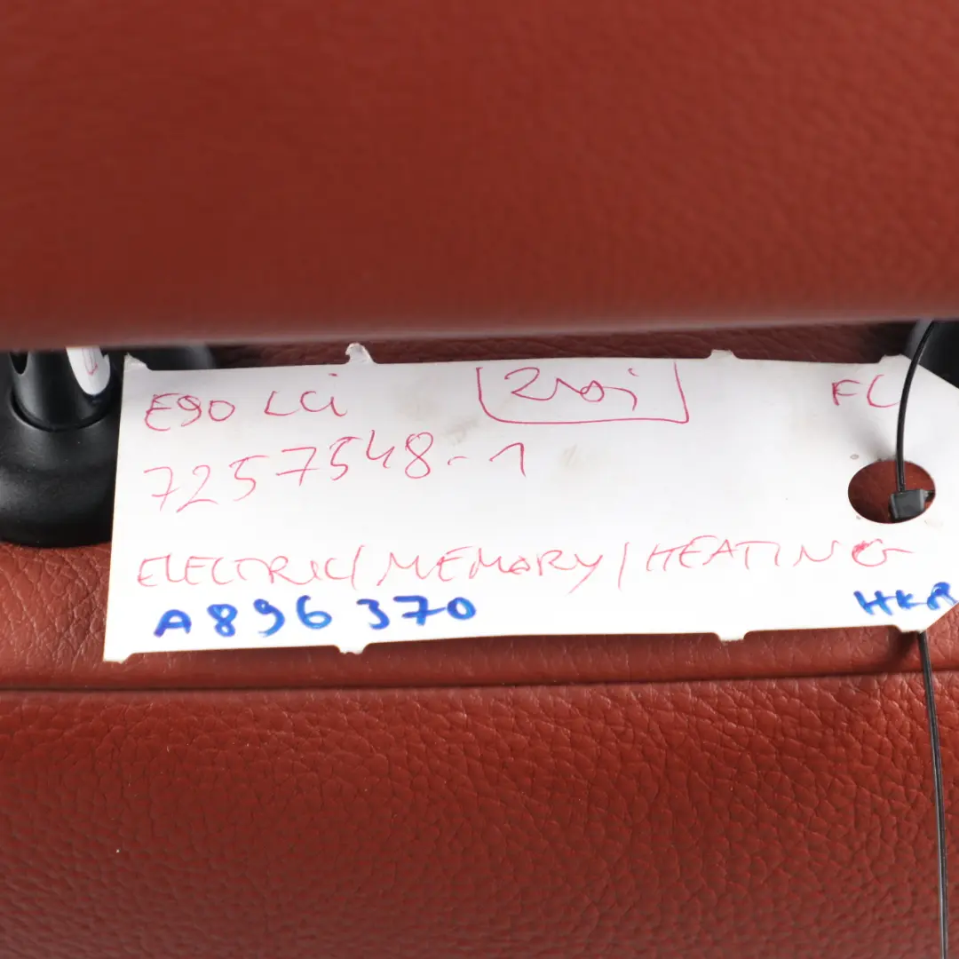 BMW E90 E91 LCI Front Left N/S Seat Heated Leather Red Brown Memory - SKU rhd-7257547-1 - Part number 7257547