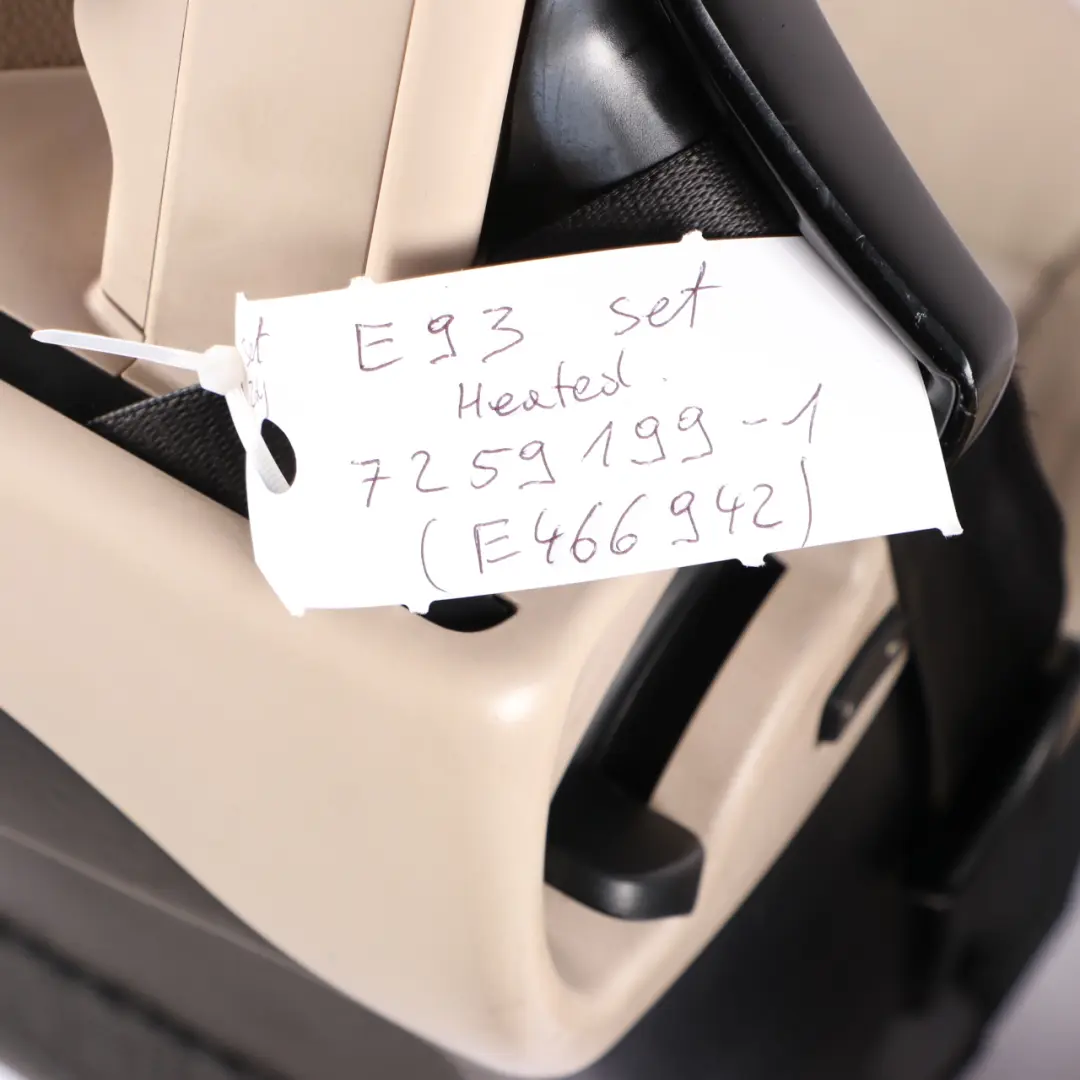 Heated Oyster Leather Interior Seats Electric Memory to BMW E93 LCI Cabrio M Sport with Part number 7259199 BMW E93 LCI Cabrio M Sport Heated Oyster Leather Interior Seats Electric Memory - SKU rhd-7259199-1 - Part number 7259199