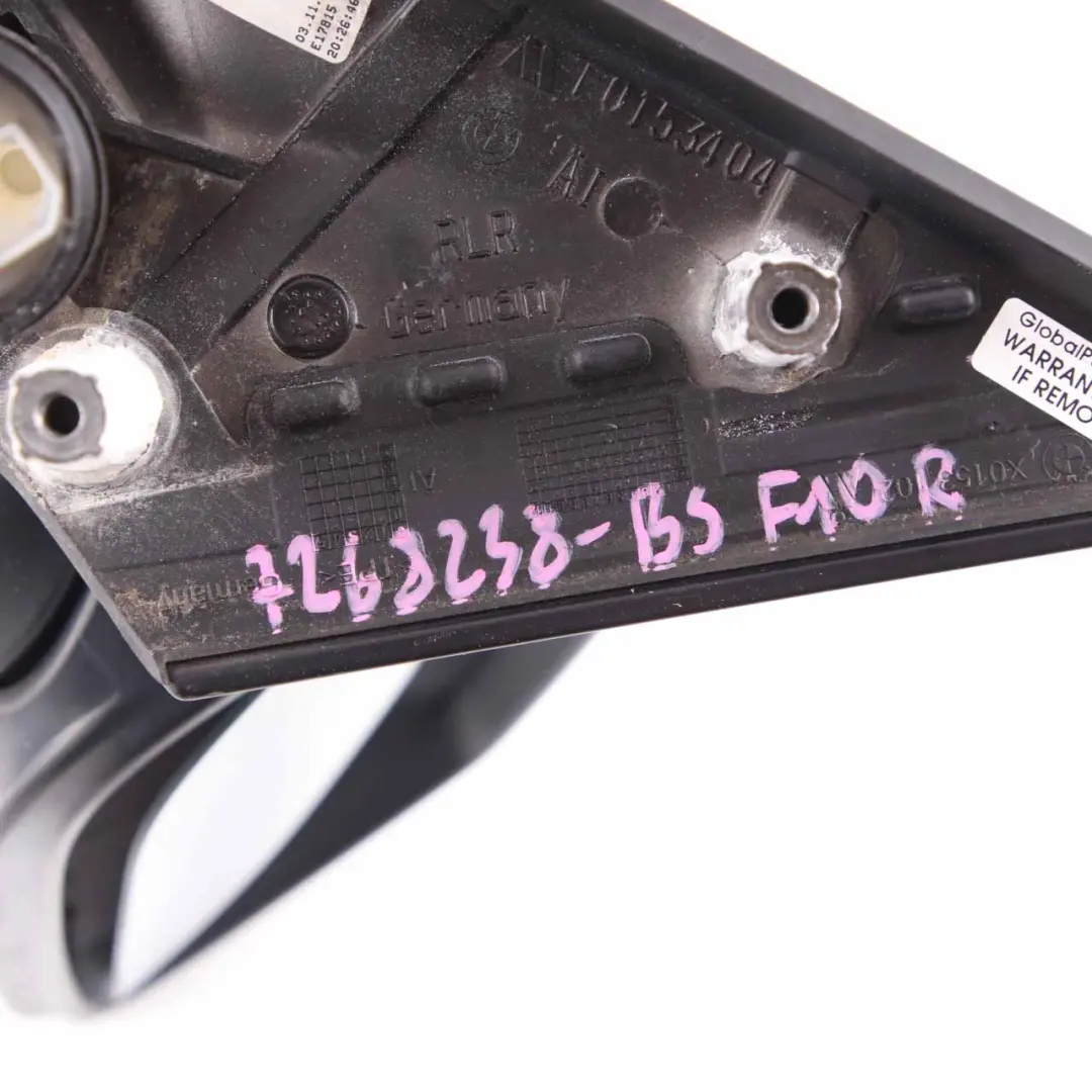 Wing Mirror BMW F10 F11 Heated Door Right O/S Black Sapphire Metallic - 475 to with Part number 7268238 Wing Mirror BMW F10 F11 Heated Door Right O/S Black Sapphire Metallic - 475 - SKU rhd-7268238-BS - Part number 7268238