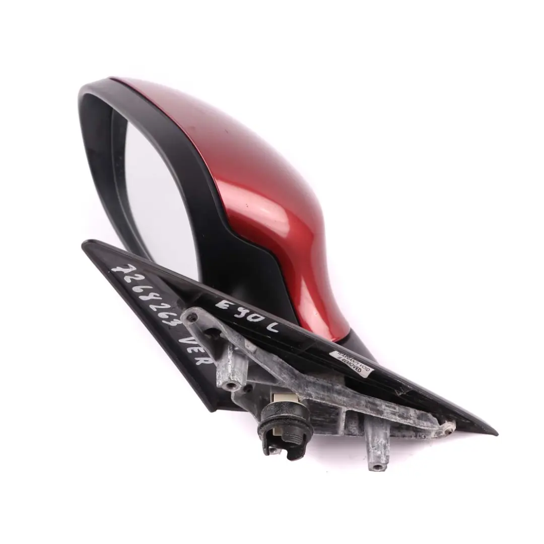 Heated Left N/S Wing Mirror Vermilion Red Metallic A82 to BMW 3 Series E90 E91 LCI with Part number 7268263 BMW 3 Series E90 E91 LCI Heated Left N/S Wing Mirror Vermilion Red Metallic A82 - SKU rhd-7268263-VER - Part number 7268263