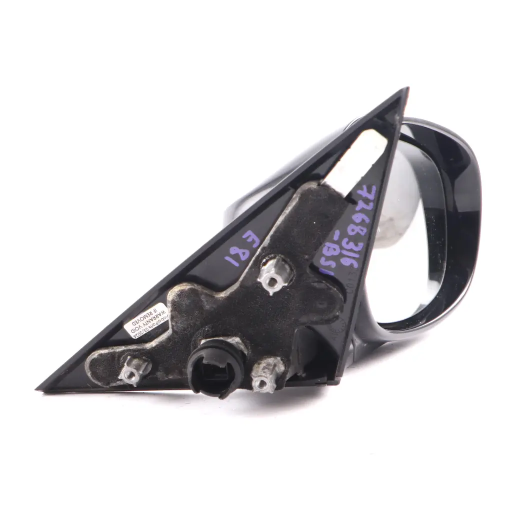  Wing Mirror BMW E81 E82 E88 Heated Right O/S Black Sapphire 475 3PIN - SKU rhd-7268316-BS1 - Part number 7268316