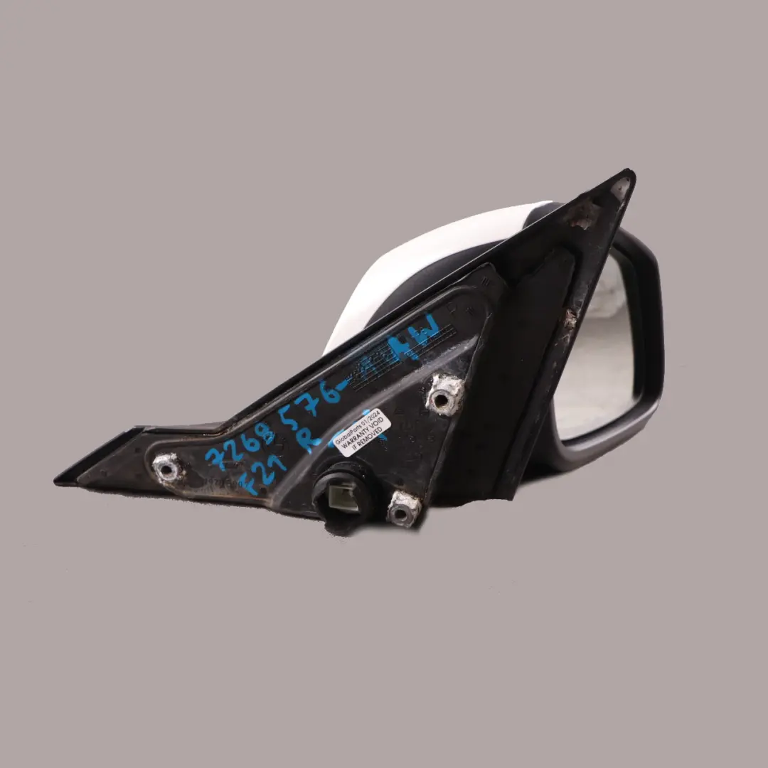 Right Heated Wing Mirror O/S Auto Dip Alpinweiss White to BMW F21 F22 with Part number 7268576 BMW F21 F22 Right Heated Wing Mirror O/S Auto Dip Alpinweiss White - SKU rhd-7268576-AW - Part number 7268576