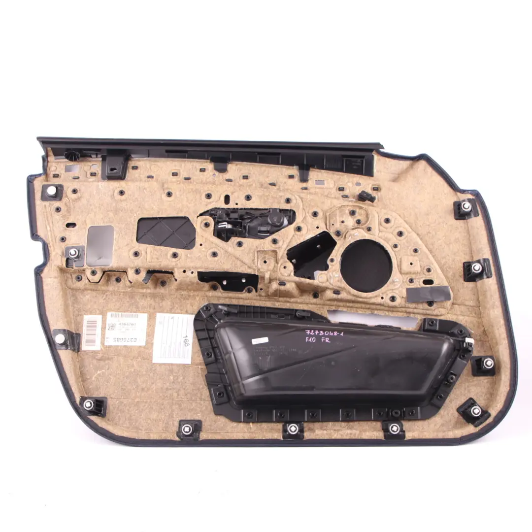 Door Card Front Right O/S Lining Panel Black Leather to BMW F10 F11 with Part number 7273048 BMW F10 F11 Door Card Front Right O/S Lining Panel Black Leather - SKU rhd-7273048-1 - Part number 7273048