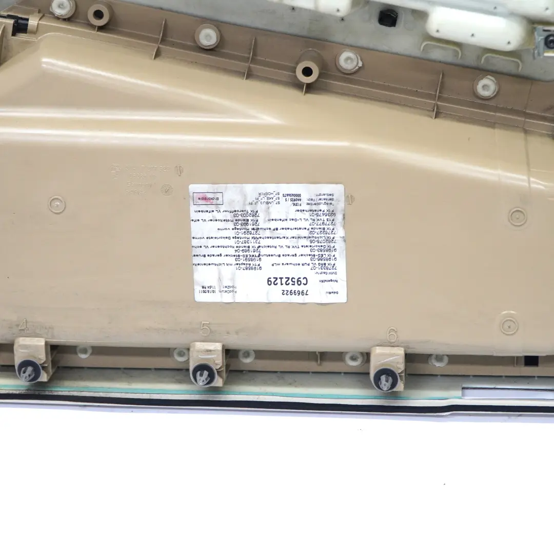 Door Card Front Left N/S Lining Panel Leather Dakota Ivory White to BMW F12 F13 with Part number 7288469 BMW F12 F13 Door Card Front Left N/S Lining Panel Leather Dakota Ivory White - SKU rhd-7288469 - Part number 7288469