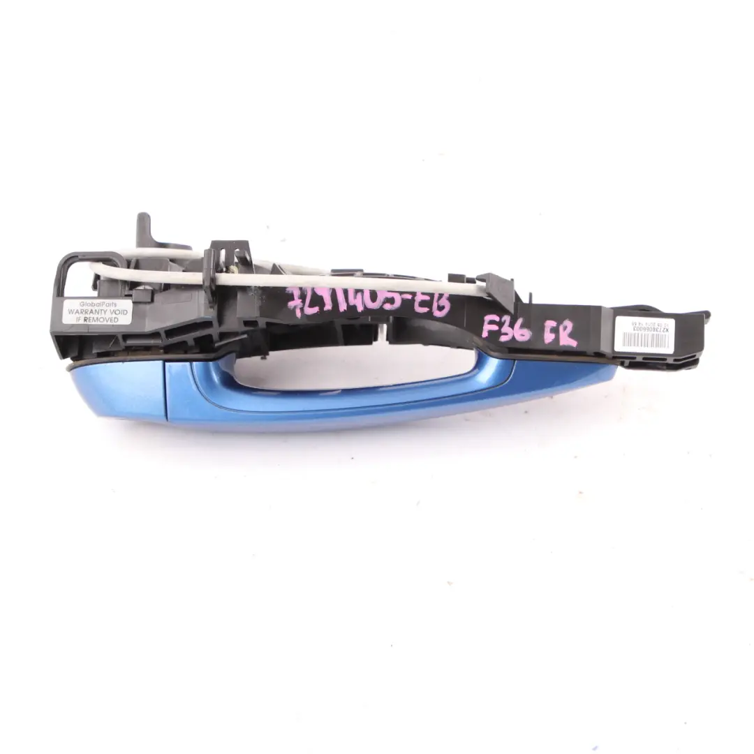Grab Handle BMW F36 Front Right Door Outside O/S Estorilblau Blue Metallic B45 to with Part number 7291405 Grab Handle BMW F36 Front Right Door Outside O/S Estorilblau Blue Metallic B45 - SKU rhd-7291405-EB - Part number 7291405