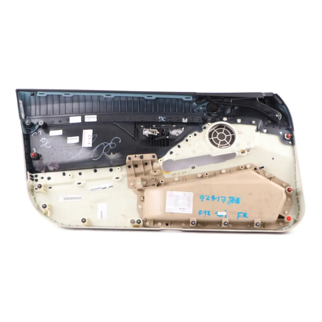 Door Card Front Right O/S Lining Panel Leather Dakota Ivory White to BMW F12 F13 with Part number 7291770 BMW F12 F13 Door Card Front Right O/S Lining Panel Leather Dakota Ivory White - SKU rhd-7291770 - Part number 7291770