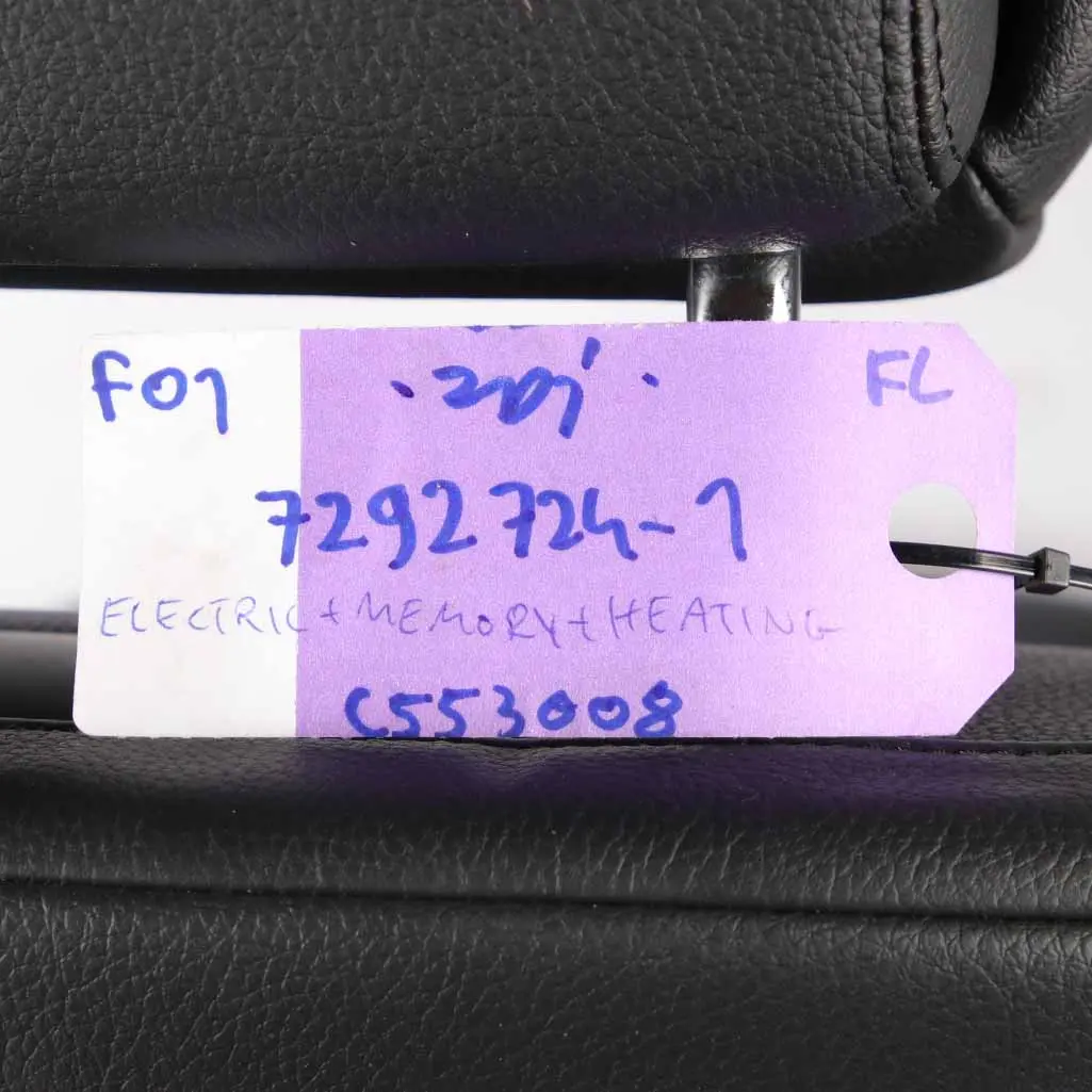  Front Seat BMW F01 Heated Memory Left N/S Leather Dakota Black Lumbar - SKU rhd-7292724-1 - Part number 7292724