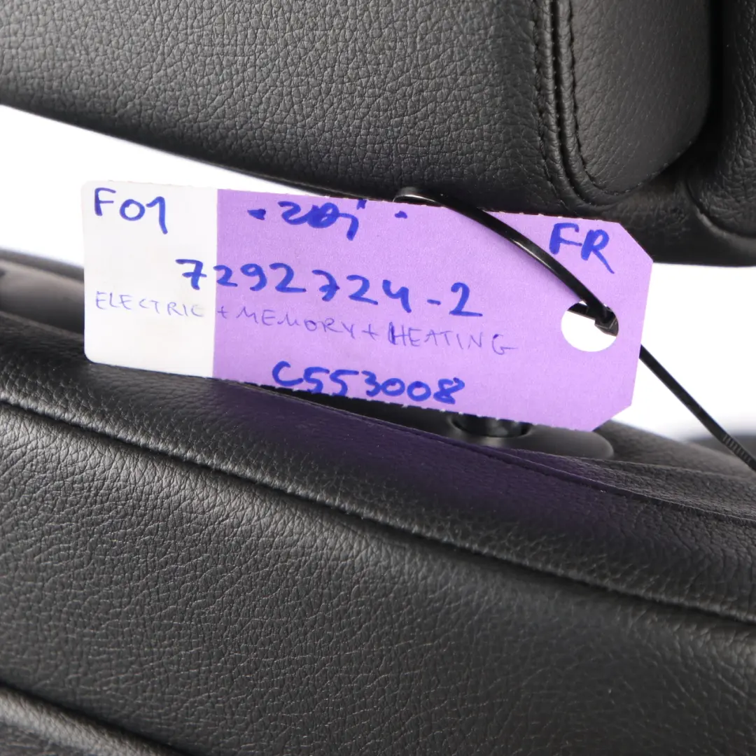 Front Seat BMW F01 Heated Memory Right O/S Leather Dakota Black Lumbar to with Part number 7292724 Front Seat BMW F01 Heated Memory Right O/S Leather Dakota Black Lumbar - SKU rhd-7292724-2 - Part number 7292724