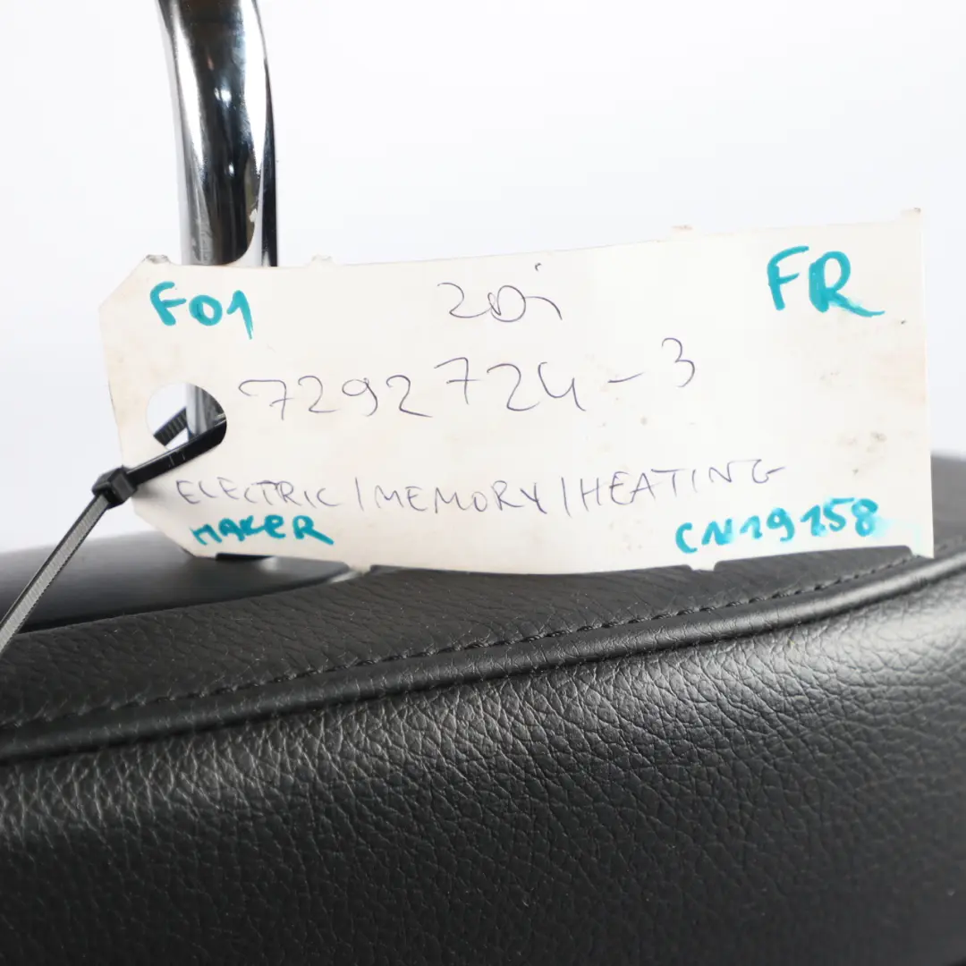 BMW F01 Front Seat Heated Memory Right O/S Interior Leather Dakota Black Lumbar - SKU rhd-7292724-3 - Part number 7292724