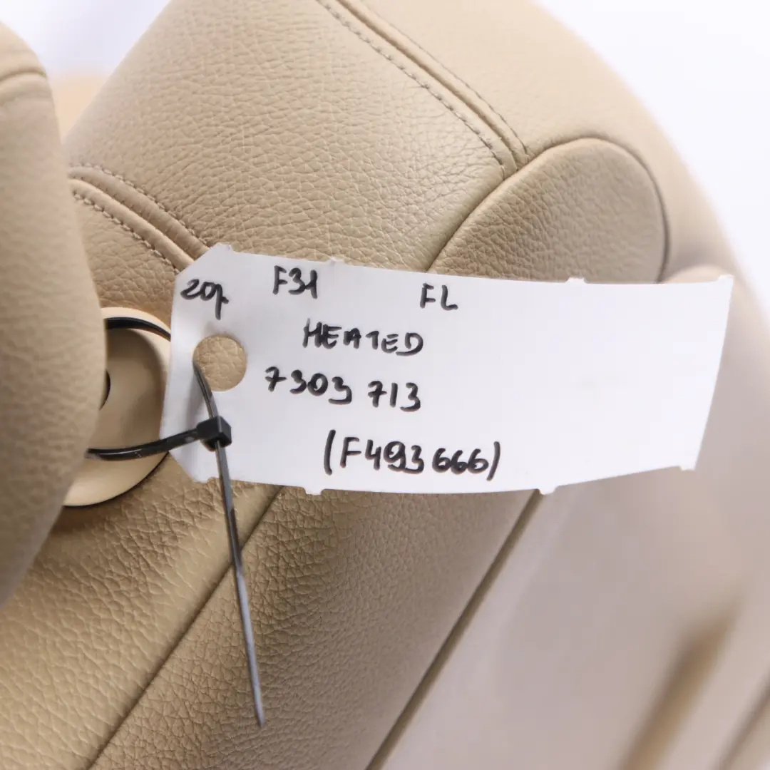 Heated BMW F30 Memory Lumbar Front Left N/S Leather Dakota Veneto-Beige to Seat with Part number 7303713 Seat Heated BMW F30 Memory Lumbar Front Left N/S Leather Dakota Veneto-Beige - SKU rhd-7303713-1 - Part number 7303713