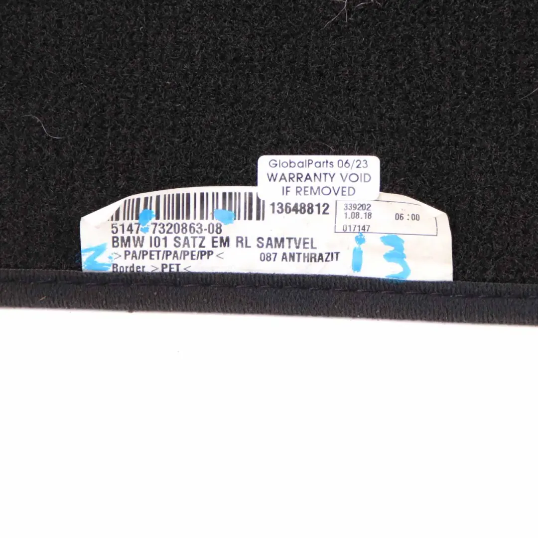 BMW i3 I01 Floor Cover Interior Front Rear Floor Full Velour Mats Set - SKU rhd-7320863 - Part number 7320863