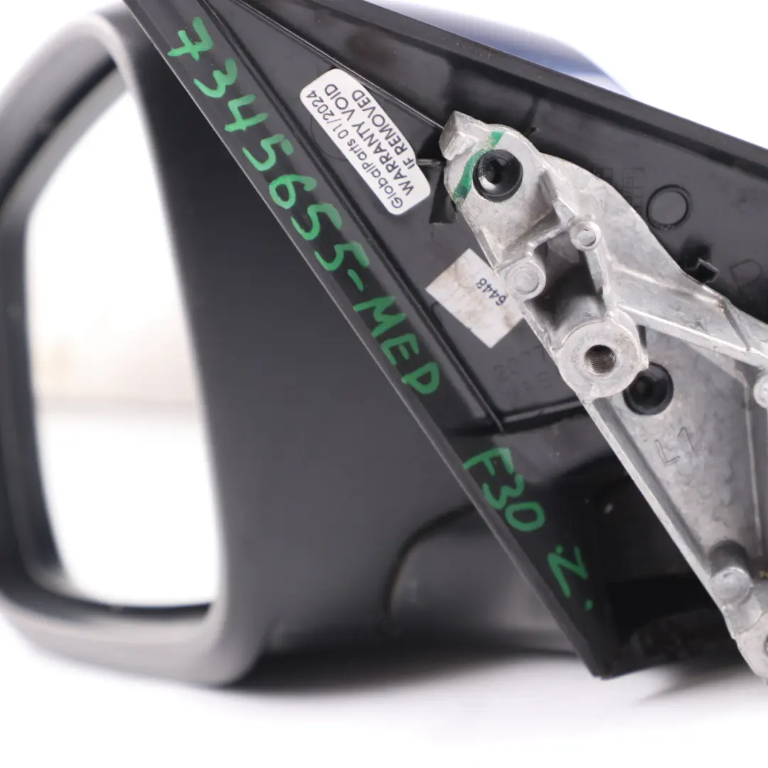 Wing Mirror BMW F30 F31 Heated Door Left N/S 6 Pin Mediterran Blue Metallic C10 to with Part number 7345655 Wing Mirror BMW F30 F31 Heated Door Left N/S 6 Pin Mediterran Blue Metallic C10 - SKU rhd-7345655-MED - Part number 7345655