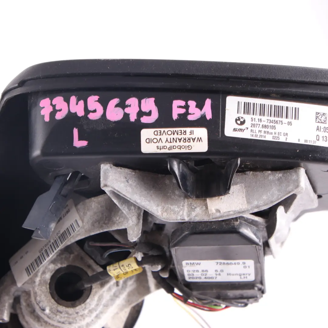 Wing Mirror BMW F30 F31 Outside Heated Auto Dip Door Left N/S 5 Pins to with Part number 7345679 Wing Mirror BMW F30 F31 Outside Heated Auto Dip Door Left N/S 5 Pins - SKU rhd-7345679 - Part number 7345679