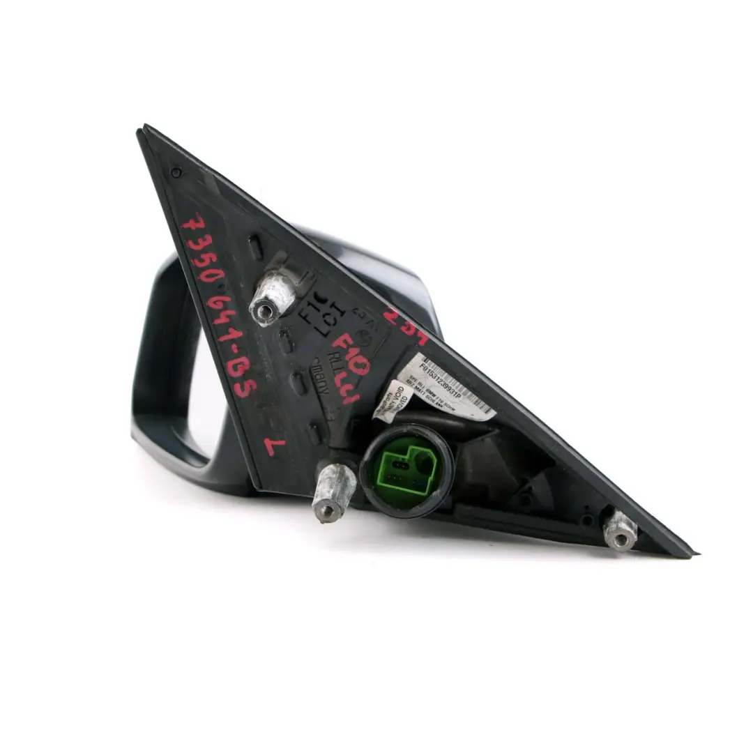 BMW 5 Series F10 F11 Heated Left Wing Mirror N/S Black Sapphire Metallic 475 - SKU rhd-7350641-BS - Part number 7350641