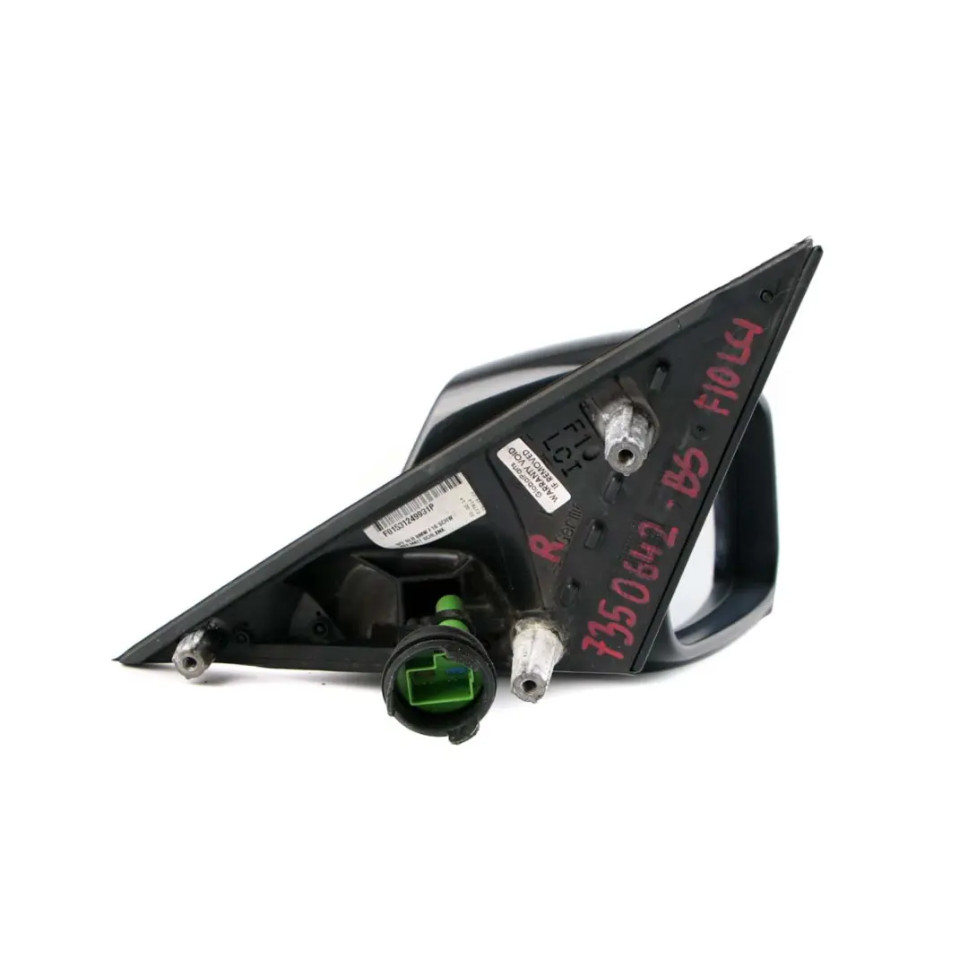 BMW 5 Series F10 F11 Heated Right Wing Mirror O/S Black Sapphire Metallic 475 - SKU rhd-7350642-BS - Part number 7350642