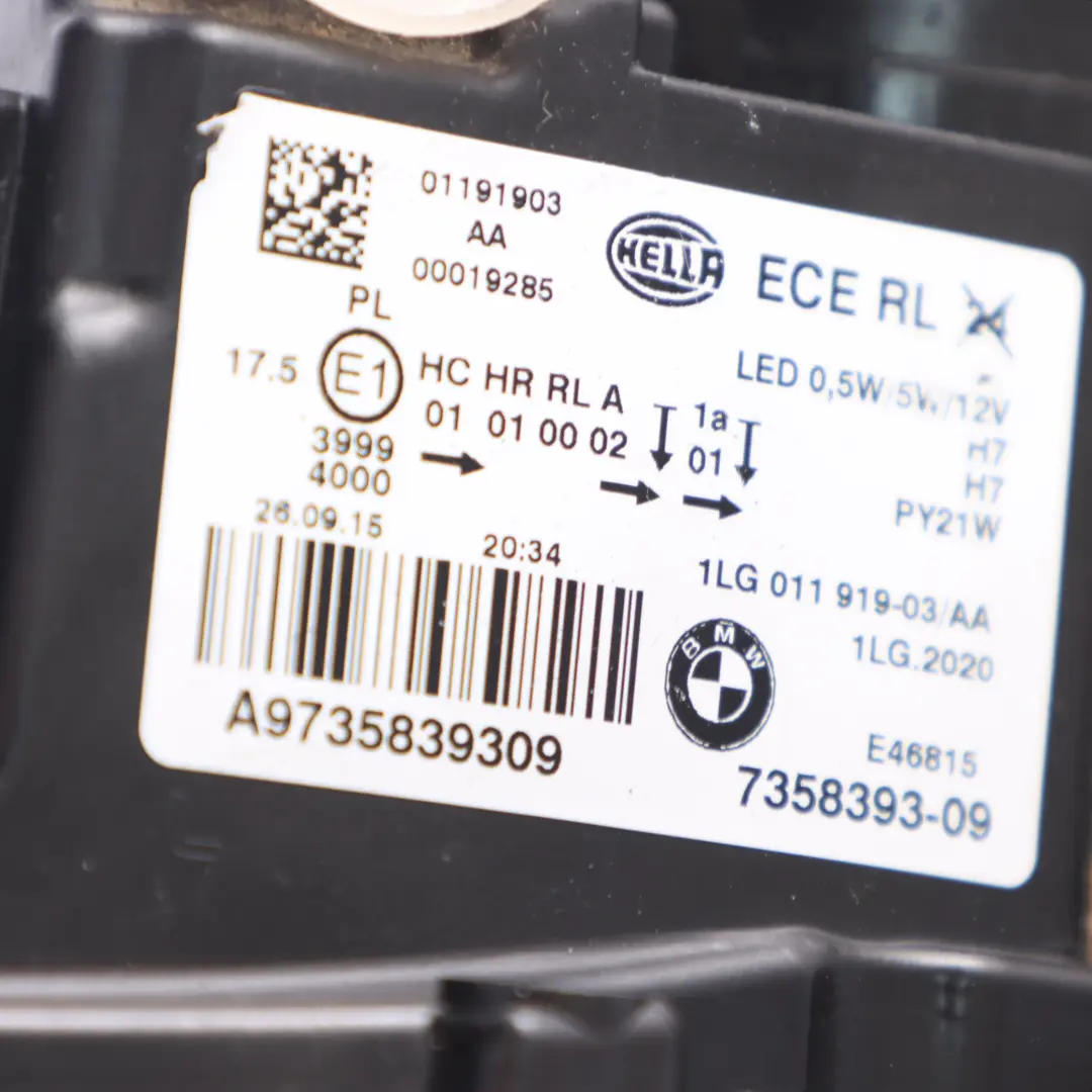 BMW 1 Series F20 F21 LCI Headlight Headlamp Lamp Light Front Left N/S - SKU rhd-7358393-1 - Part number 7358393