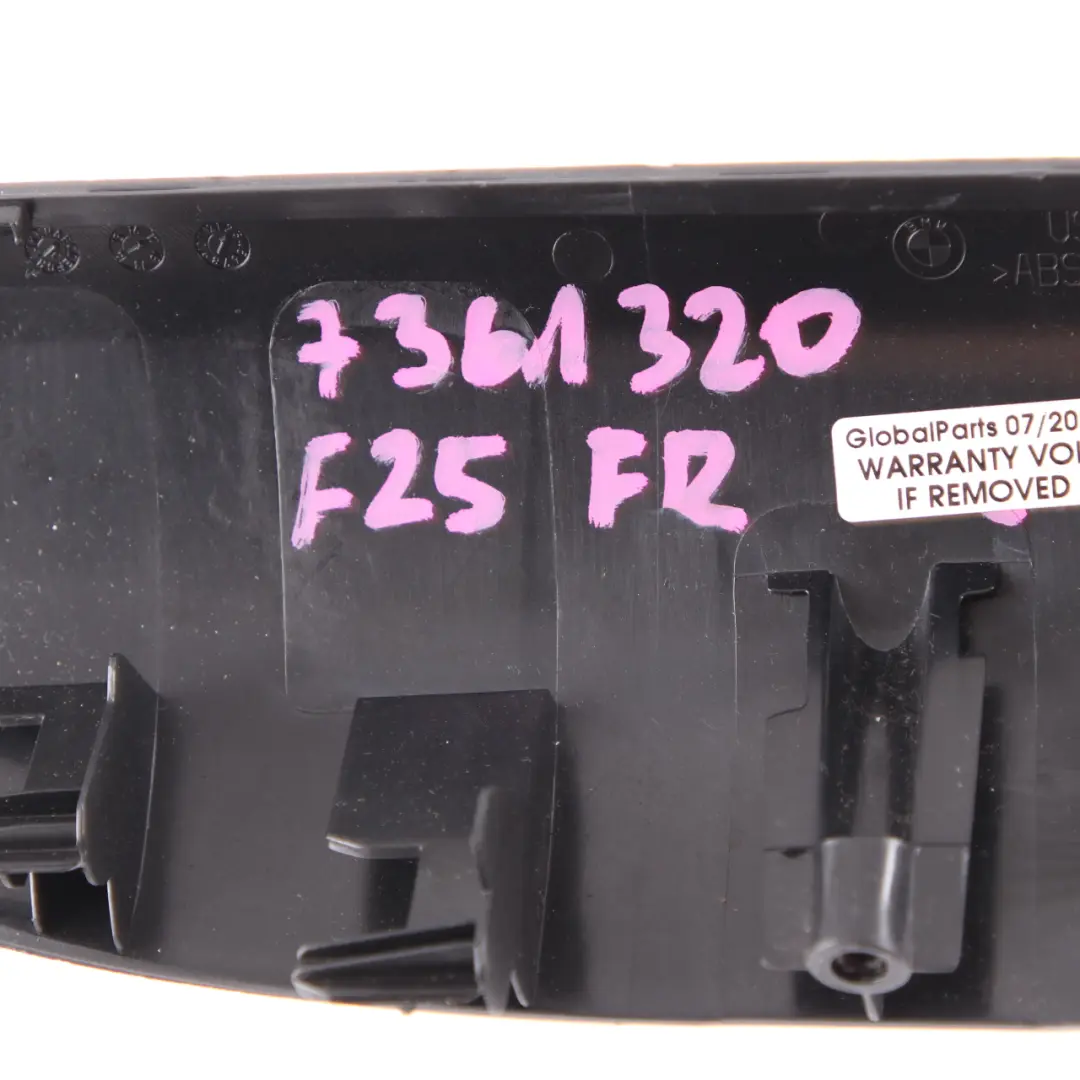 BMW X3 F25 Door Panel Switch Trim Front Right O/S Panel Cover Black - SKU rhd-7361320 - Part number 7361320