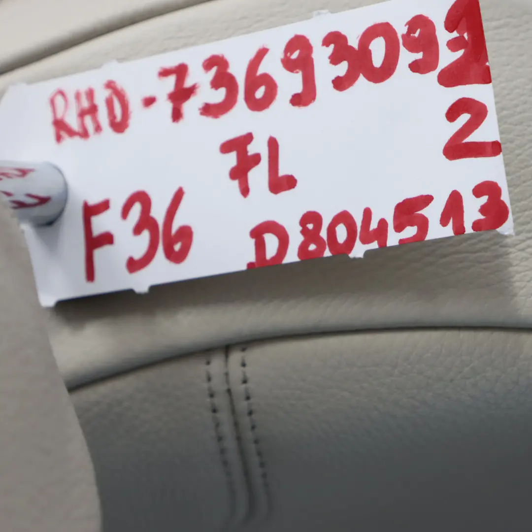 Front Seat BMW F36 M Sport Heated Memory Left N/S Leather Dakota Elfenbein Weiss to with Part number 7369309 Front Seat BMW F36 M Sport Heated Memory Left N/S Leather Dakota Elfenbein Weiss - SKU rhd-7369309-2 - Part number 7369309