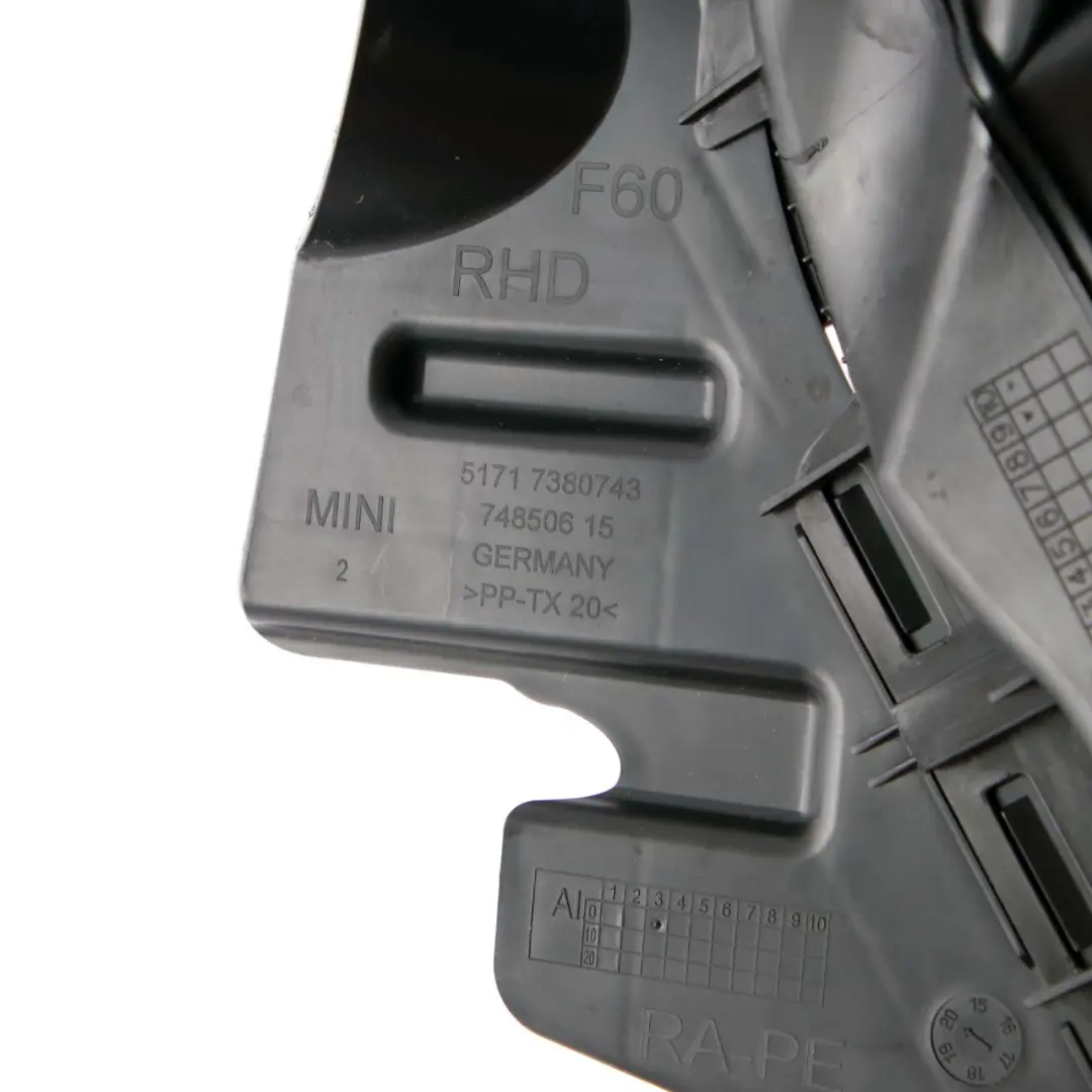 Discharge Duct Right Trim Panel Bulkhead Cowl Panel 7355438 to Mini Countryman F60 with Part number 7380743 Mini Countryman F60 Discharge Duct Right Trim Panel Bulkhead Cowl Panel 7355438 - SKU rhd-7380743 - Part number 7380743