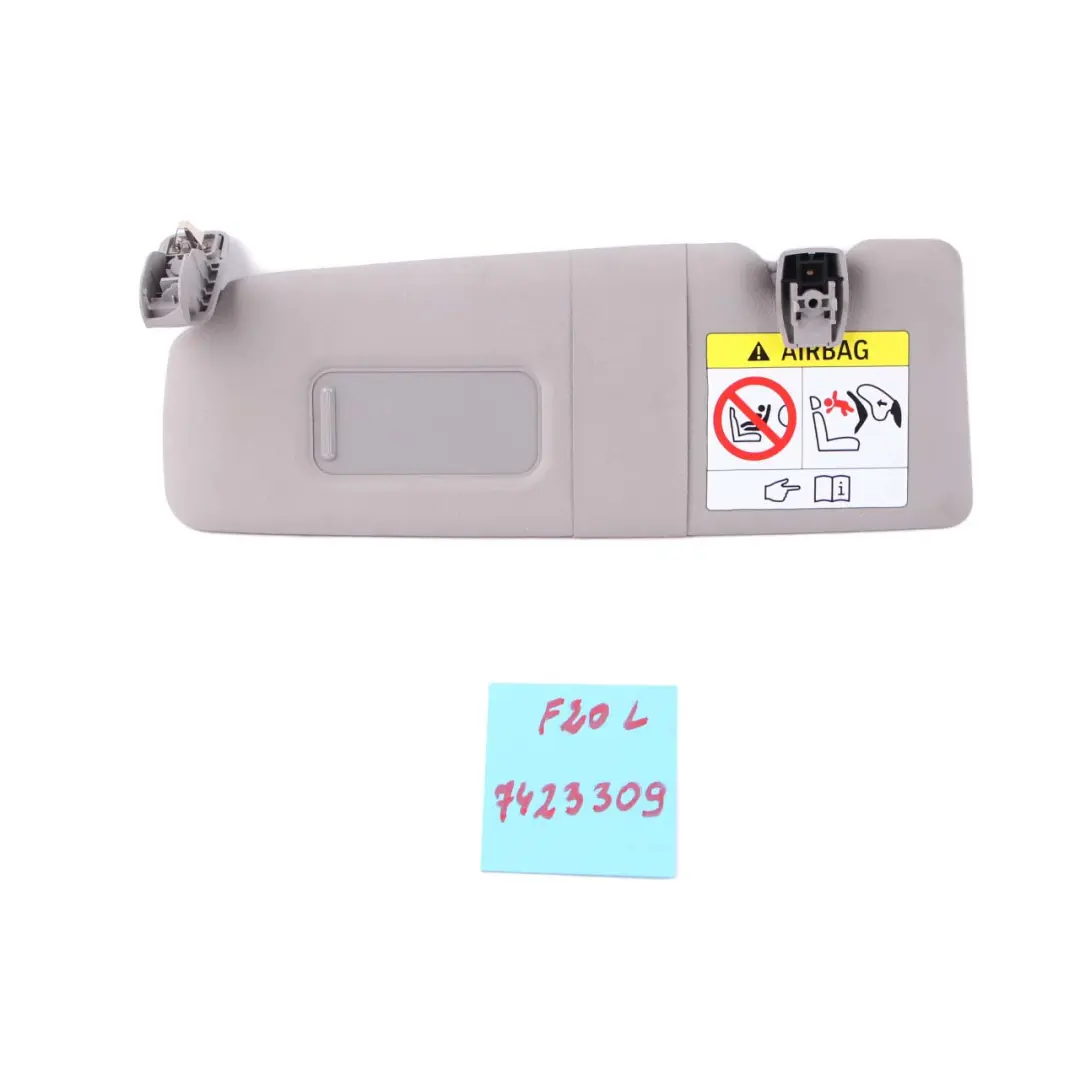 Sun Visor With Mirror Label Left Everestgrau Grey to BMW 1 Series 1 F20 F21 LCI with Part number 7423309 BMW 1 Series 1 F20 F21 LCI Sun Visor With Mirror Label Left Everestgrau Grey - SKU rhd-7423309 - Part number 7423309