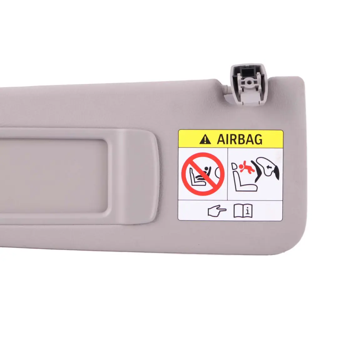 Sun Visor With Mirror Label Illuminated Left Everestgrau Grey to BMW 5 F10 F11 LCI with Part number 7425207 BMW 5 F10 F11 LCI Sun Visor With Mirror Label Illuminated Left Everestgrau Grey - SKU rhd-7425207 - Part number 7425207