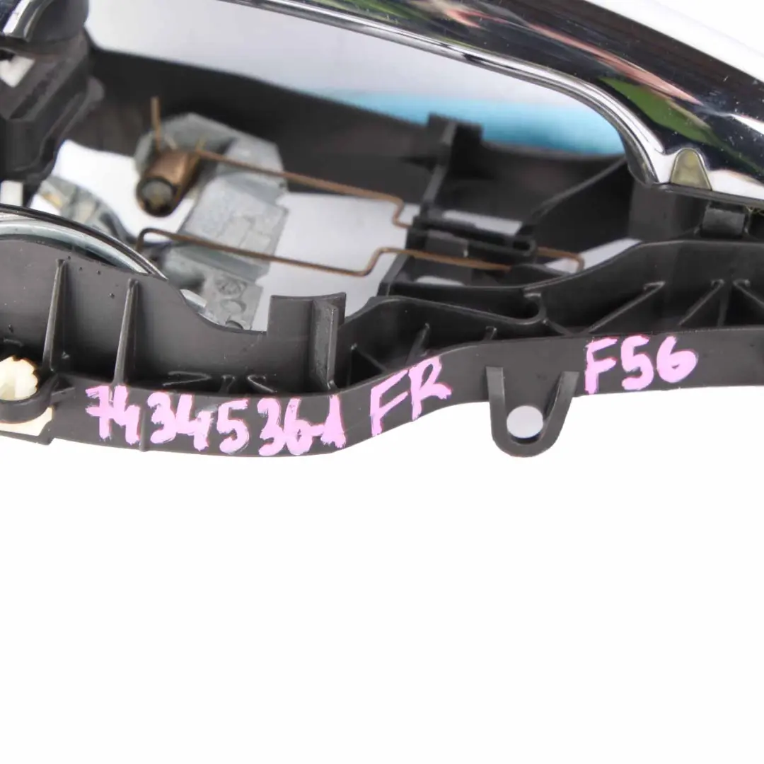 Grab Handle Mini F55 F56 F60 Outside Door Chrome Front Right O/S Carrier to with Part number 7434536 Grab Handle Mini F55 F56 F60 Outside Door Chrome Front Right O/S Carrier - SKU rhd-7434536-1 - Part number 7434536
