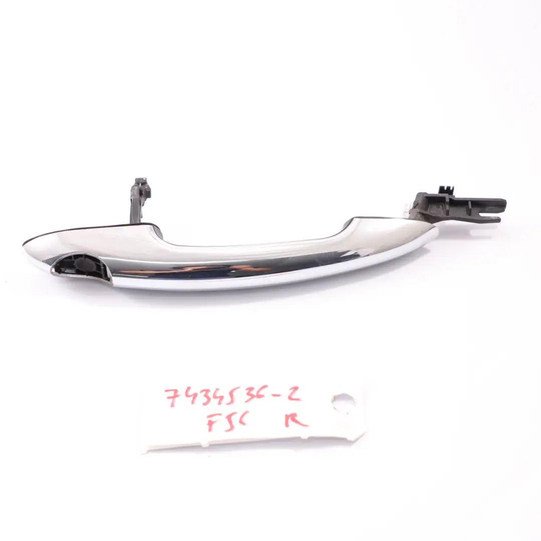 Grab Handle Mini F55 F56 F60 Outside Door Chrome Front Right O/S to with Part number 7434536 Grab Handle Mini F55 F56 F60 Outside Door Chrome Front Right O/S - SKU RHD-7434536-2 - Part number 7434536