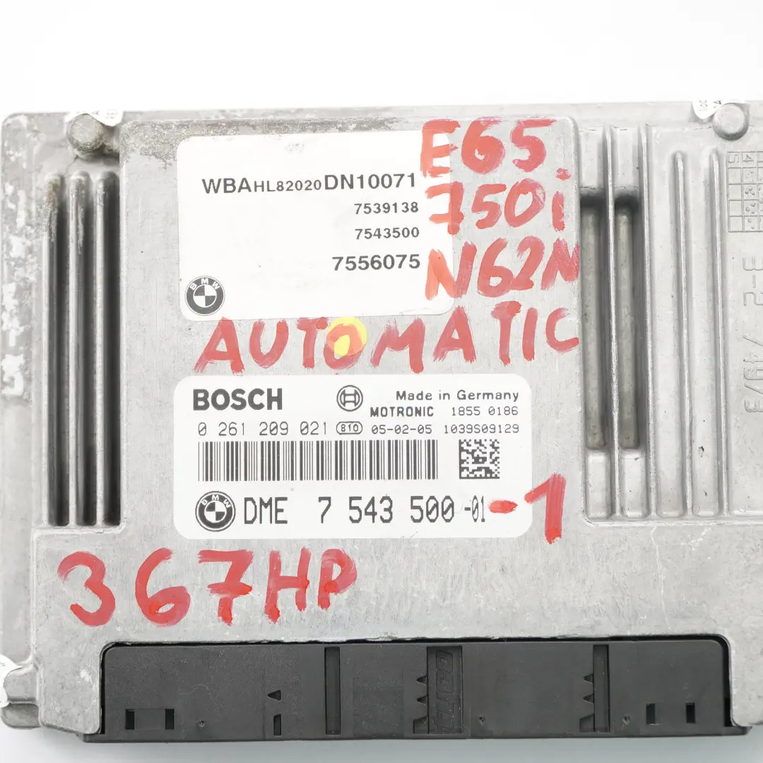 BMW E65 750i Petrol N62N 367HP ECU Kit DDE 7794058 CAS / ZAS Key Automatic - SKU rhd-7543500-1 - Part number 7543500