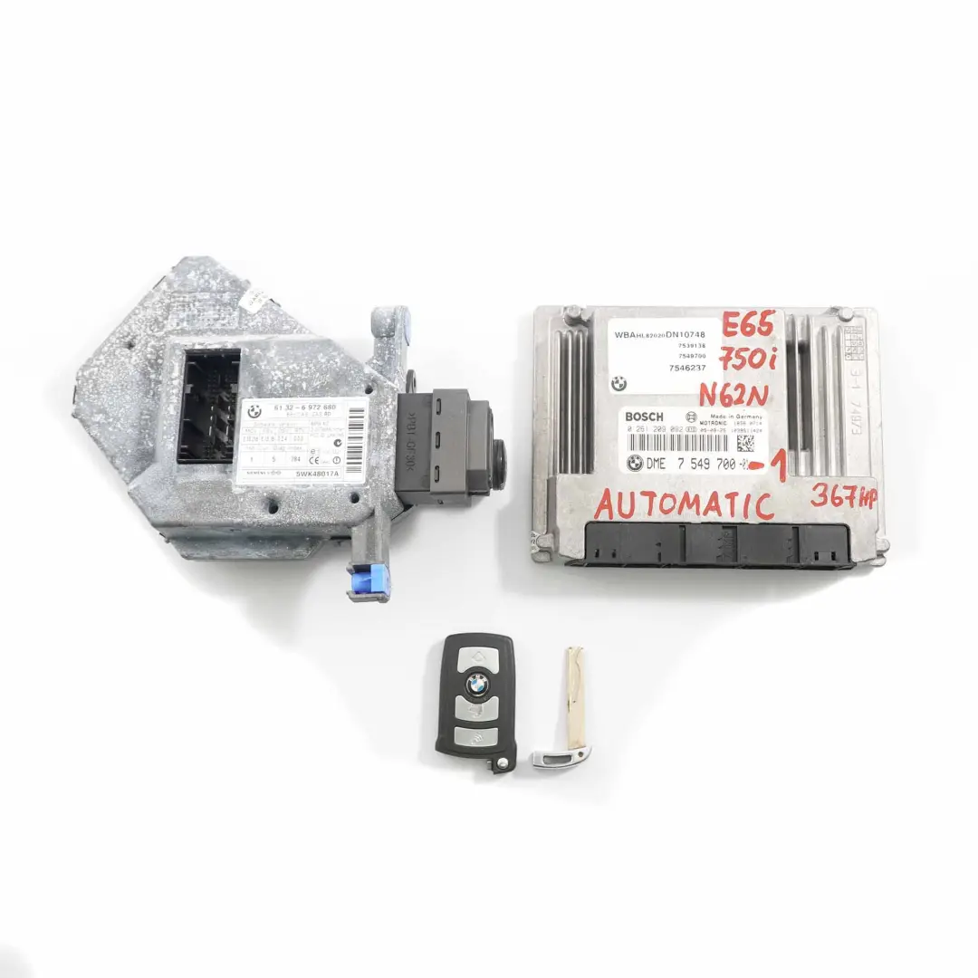 BMW E65 750i N62N 367HP ECU Control Unit Kit DME + CAS + Key Automatic - SKU rhd-7549700-1 - Part number 7549700