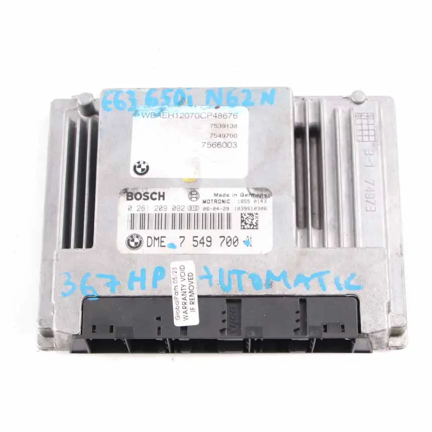 N62N 367HP ECU Control Unit Module DME Automatic to BMW E63 650i with Part number 7549700 BMW E63 650i N62N 367HP ECU Control Unit Module DME Automatic - SKU rhd-7549700 - Part number 7549700