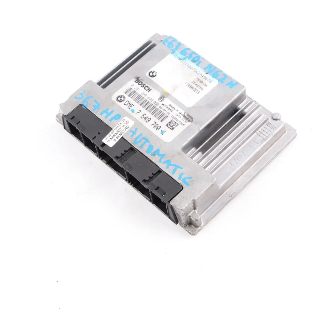 BMW E63 650i N62N 367HP ECU Control Unit Module DME Automatic - SKU rhd-7549700 - Part number 7549700