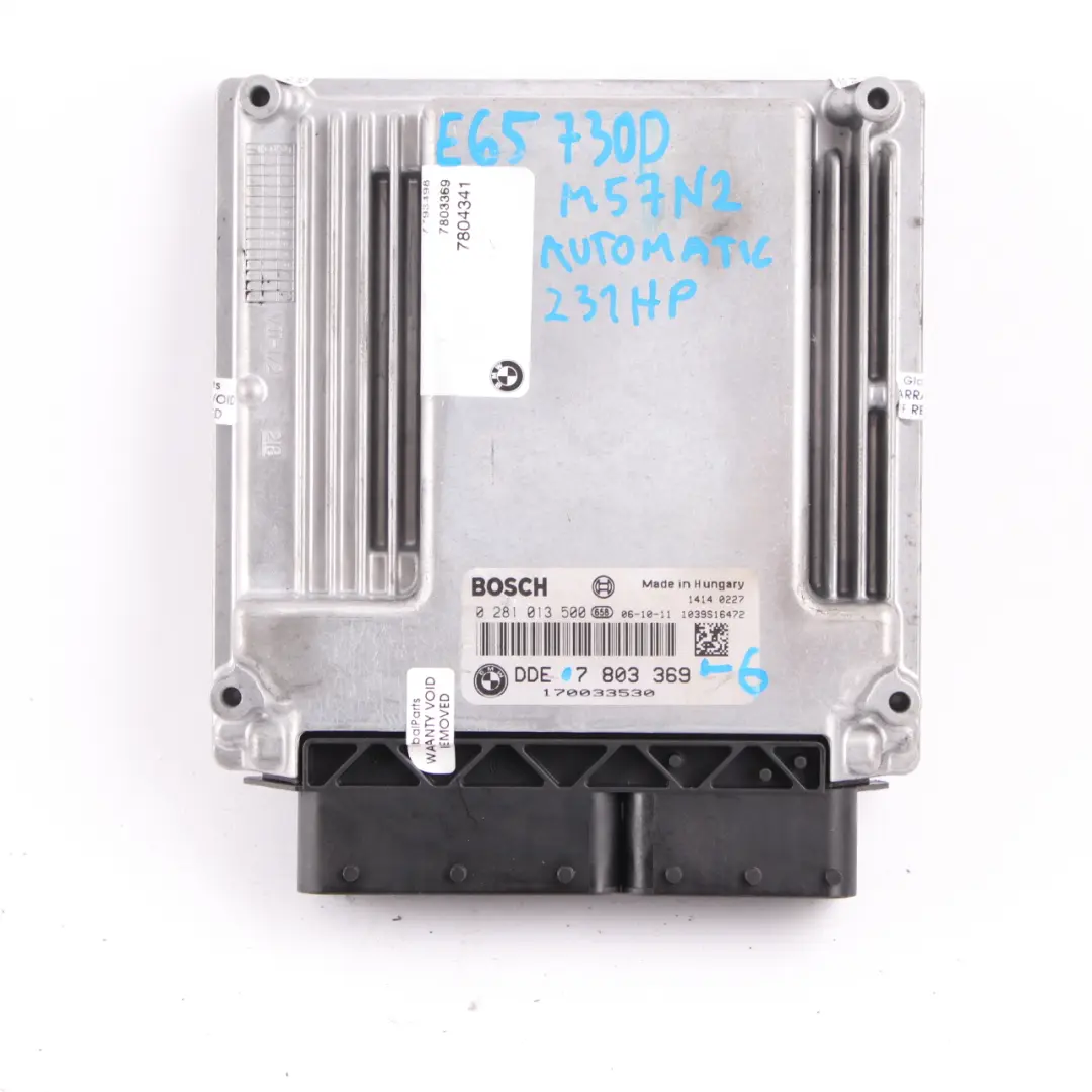 BMW E65 730d M57N2 231HP ECU Engine Control Kit DDE CAS Key Automatic - SKU rhd-7803369-6 - Part number 7803369