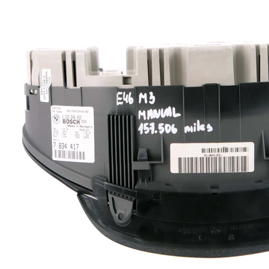 Instrument Cluster Speedometer Speedo Clocks Gauge Unit to BMW E46 M3 with Part number 7834417 BMW E46 M3 Instrument Cluster Speedometer Speedo Clocks Gauge Unit - SKU rhd-7834417 - Part number 7834417
