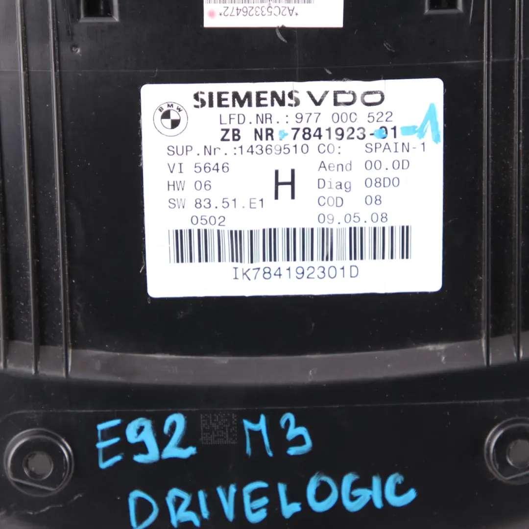 Instrument Cluster BMW E90 E92 E93 M3 Speedo Clocks Drivelogic 7841923 to with Part number 7844315 Instrument Cluster BMW E90 E92 E93 M3 Speedo Clocks Drivelogic 7841923 - SKU rhd-7841923-1 - Part number 7844315