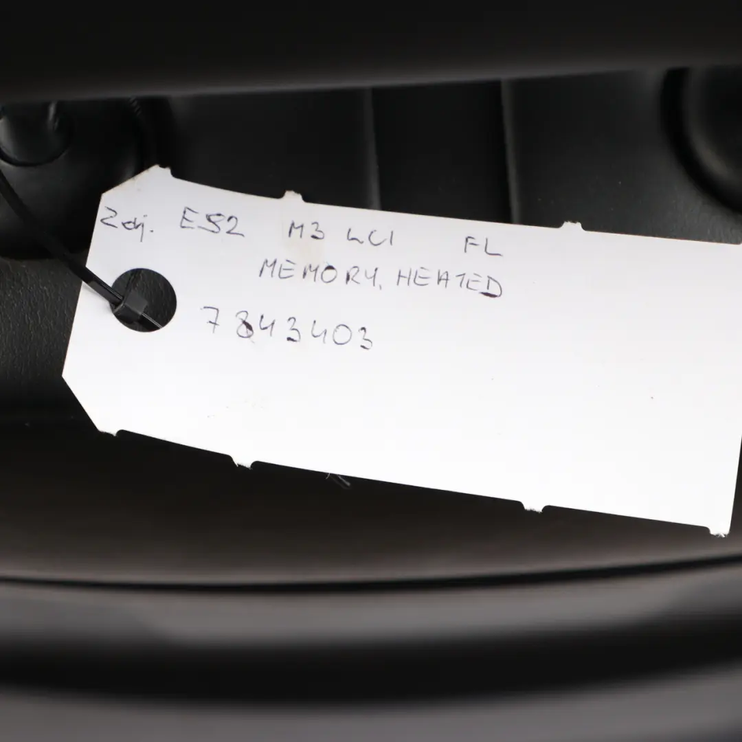 Leather Novillo Front Left N/S Driver Seat Memory to BMW E92 M3 LCI Sport Black with Part number 7843403 BMW E92 M3 LCI Sport Black Leather Novillo Front Left N/S Driver Seat Memory - SKU rhd-7843403 - Part number 7843403