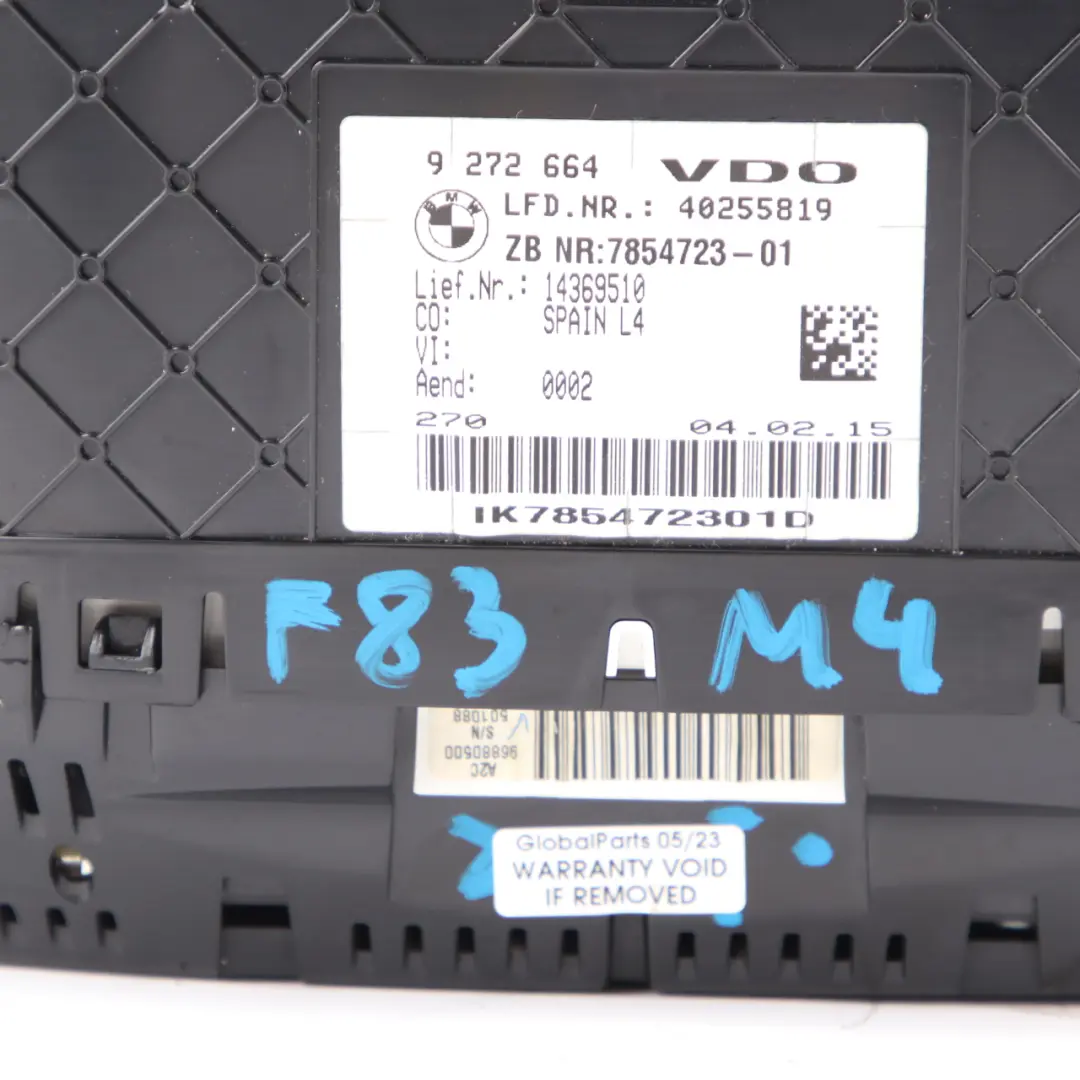 Instrument Cluster BMW F80 M3 F82 F83 M4 Petrol Speedo Clocks Automatic to with Part number 7854723 Instrument Cluster BMW F80 M3 F82 F83 M4 Petrol Speedo Clocks Automatic - SKU rhd-7854723 - Part number 7854723