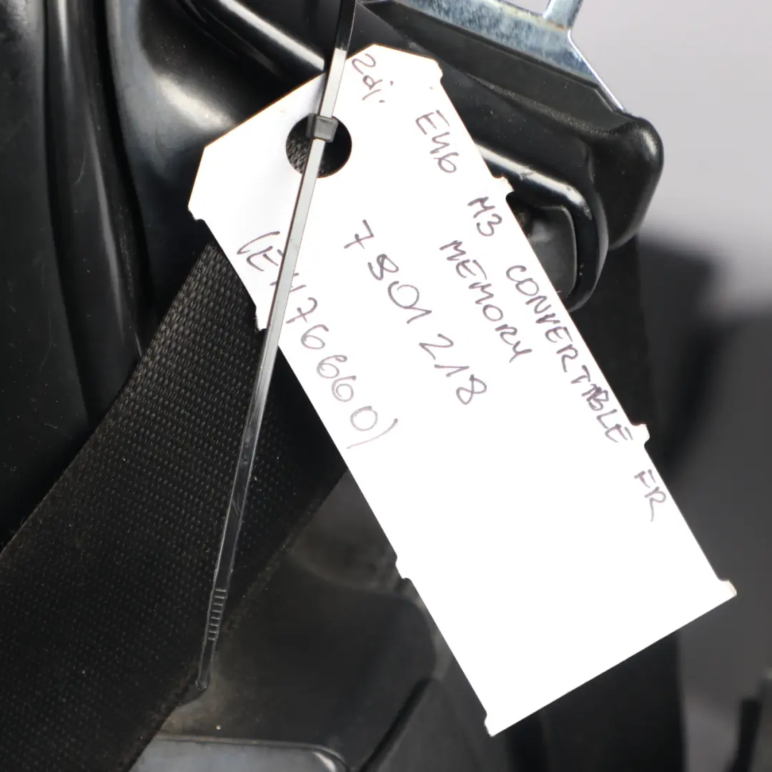 Leather Walknappa Front Right O/S Seat Memory to BMW E46 M3 Convertible Black with Part number 0141902 BMW E46 M3 Convertible Black Leather Walknappa Front Right O/S Seat Memory - SKU rhd-7901218 - Part number 0141902