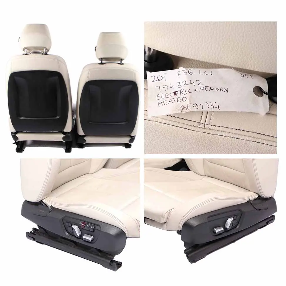  Seats BMW F36 LCI M Sport Heated Elfenbein-White Leather Interior Seat Memory - SKU rhd-7943242-1 - Part number 7943242