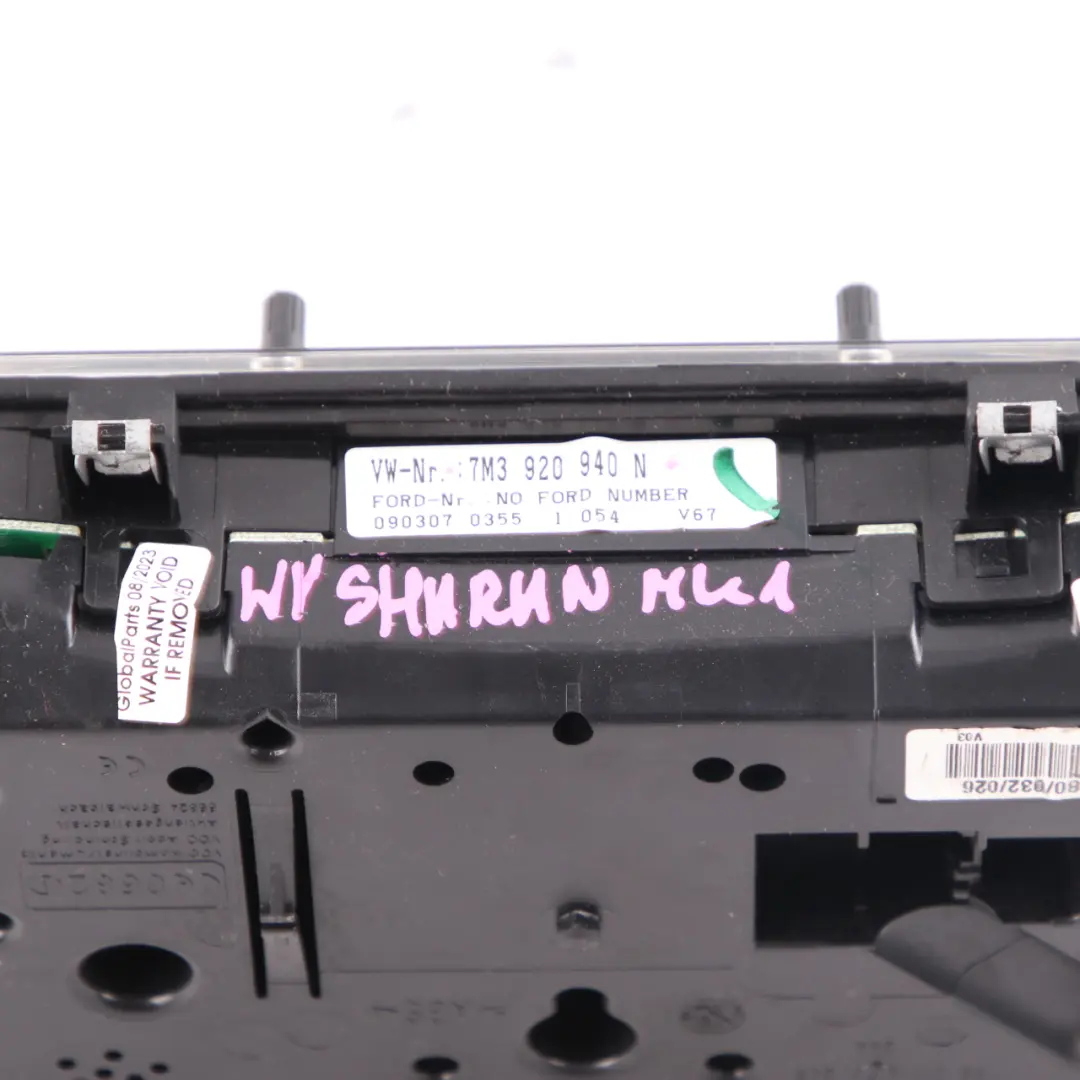 Mk1 Diesel Instrument Cluster Speedo Clocks Meter to Volkswagen Sharan with Part number 7M3920940N Volkswagen Sharan Mk1 Diesel Instrument Cluster Speedo Clocks Meter - SKU rhd-7M3920940N - Part number 7M3920940N