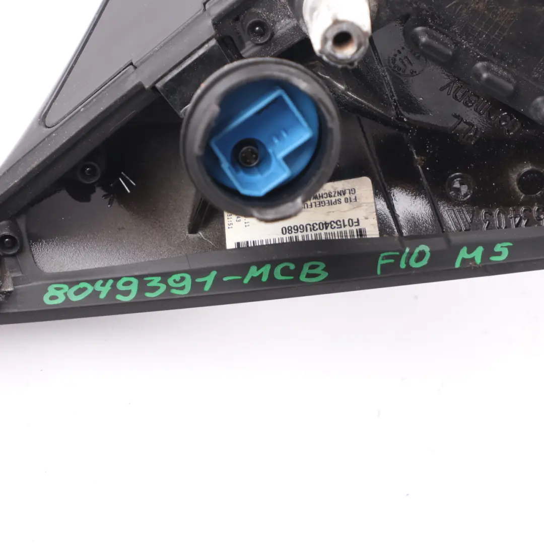 Wing Mirror High Gloss Auto Dip Door Left N/S Monte Carlo Blue B05 to BMW F10 M5 with Part number 8049391 BMW F10 M5 Wing Mirror High Gloss Auto Dip Door Left N/S Monte Carlo Blue B05 - SKU rhd-8049391-MCB - Part number 8049391